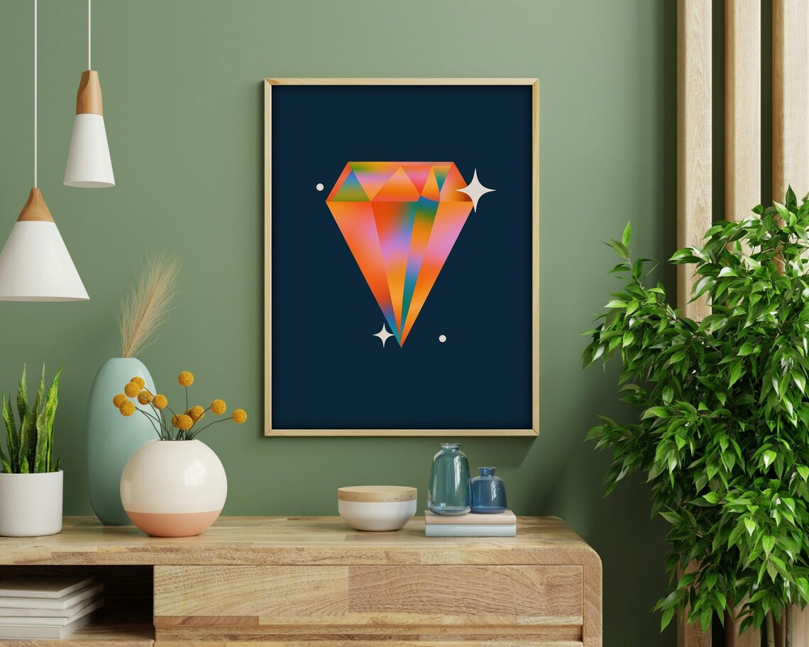 Gem Art Print, Vibrant Crystal Illustration - Image 4