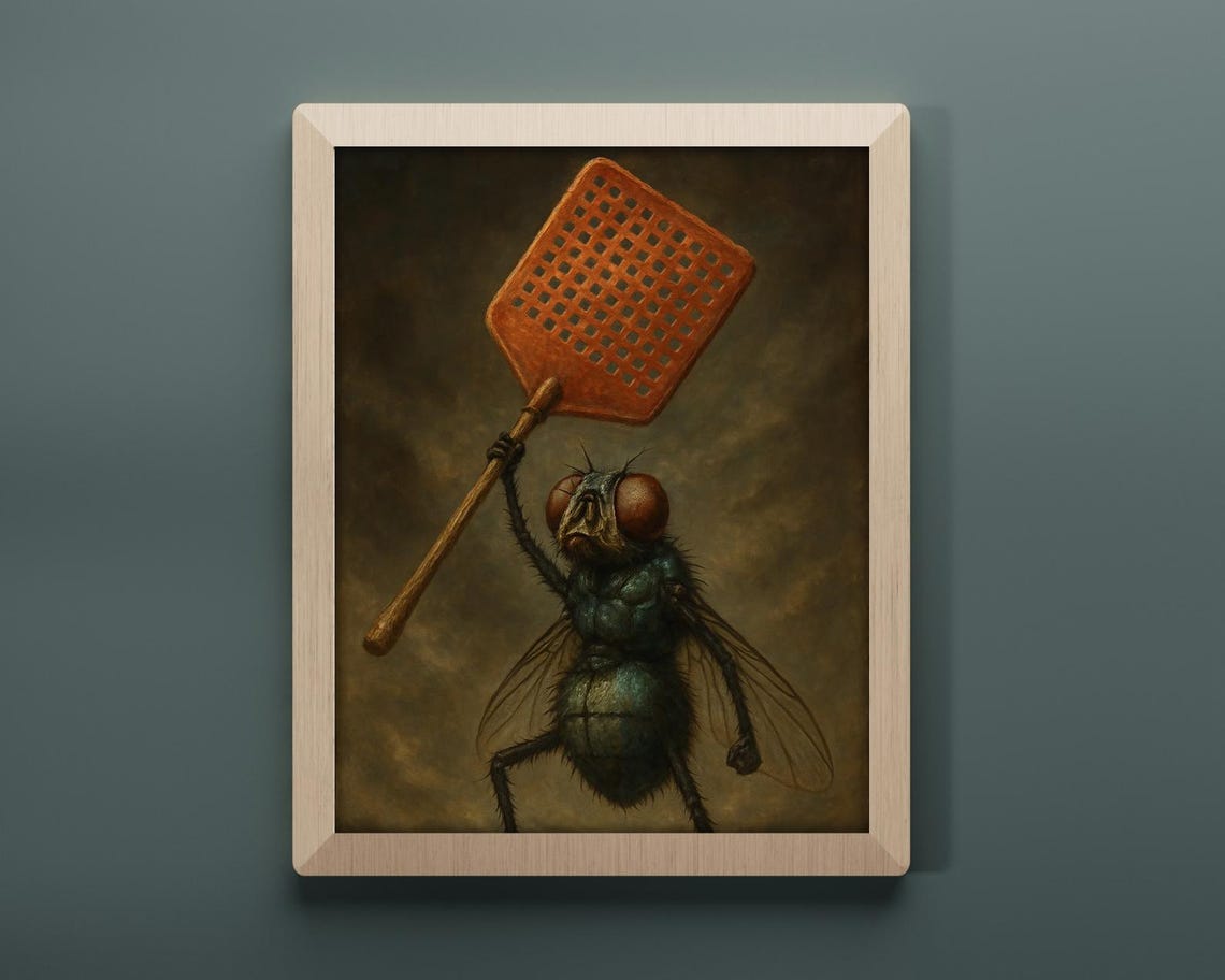 Fearless Fly Warrior, Epic and Funny Art Print - Image 2