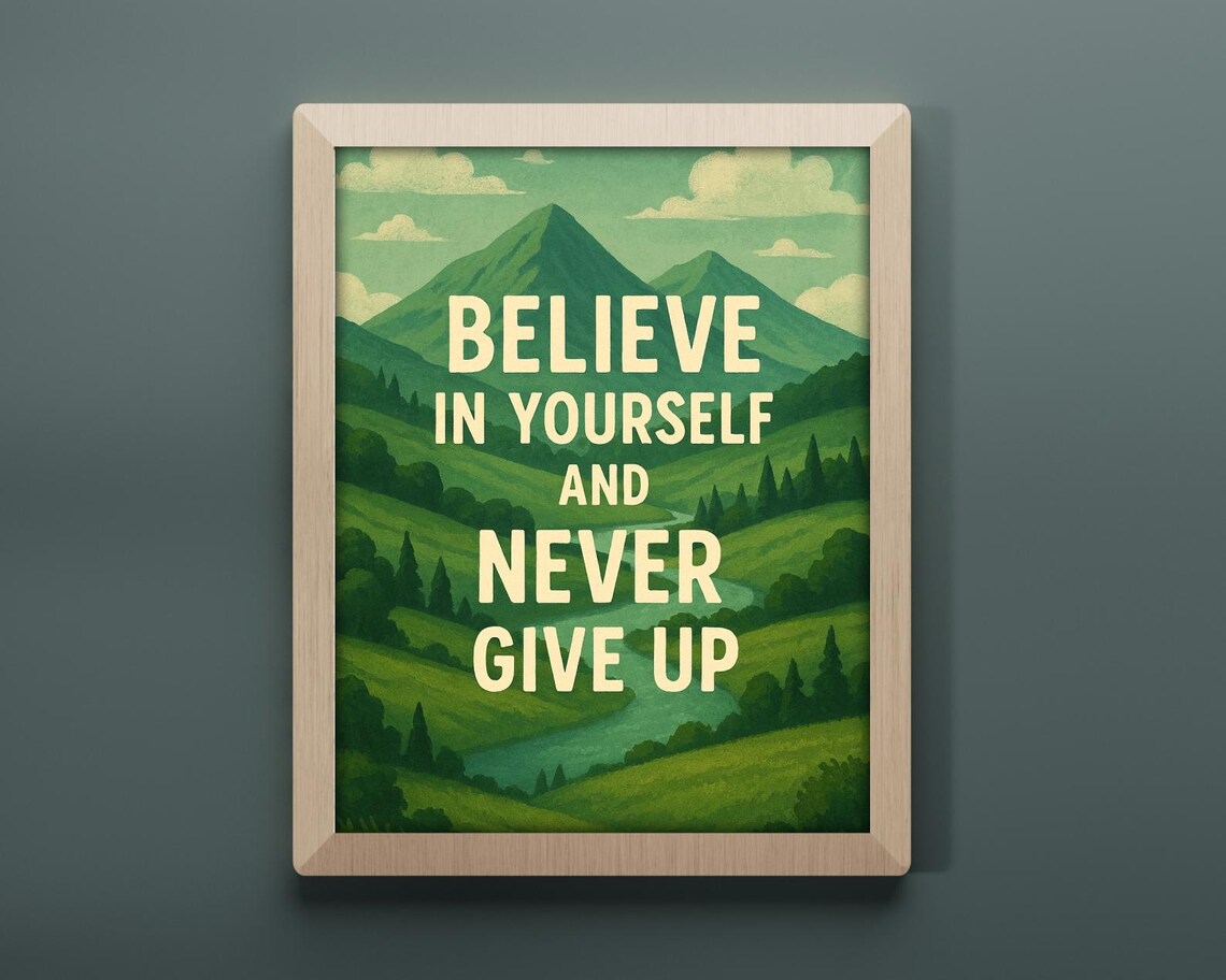 Believe In Yourself Inspirational Mountain Landscape - Image 3