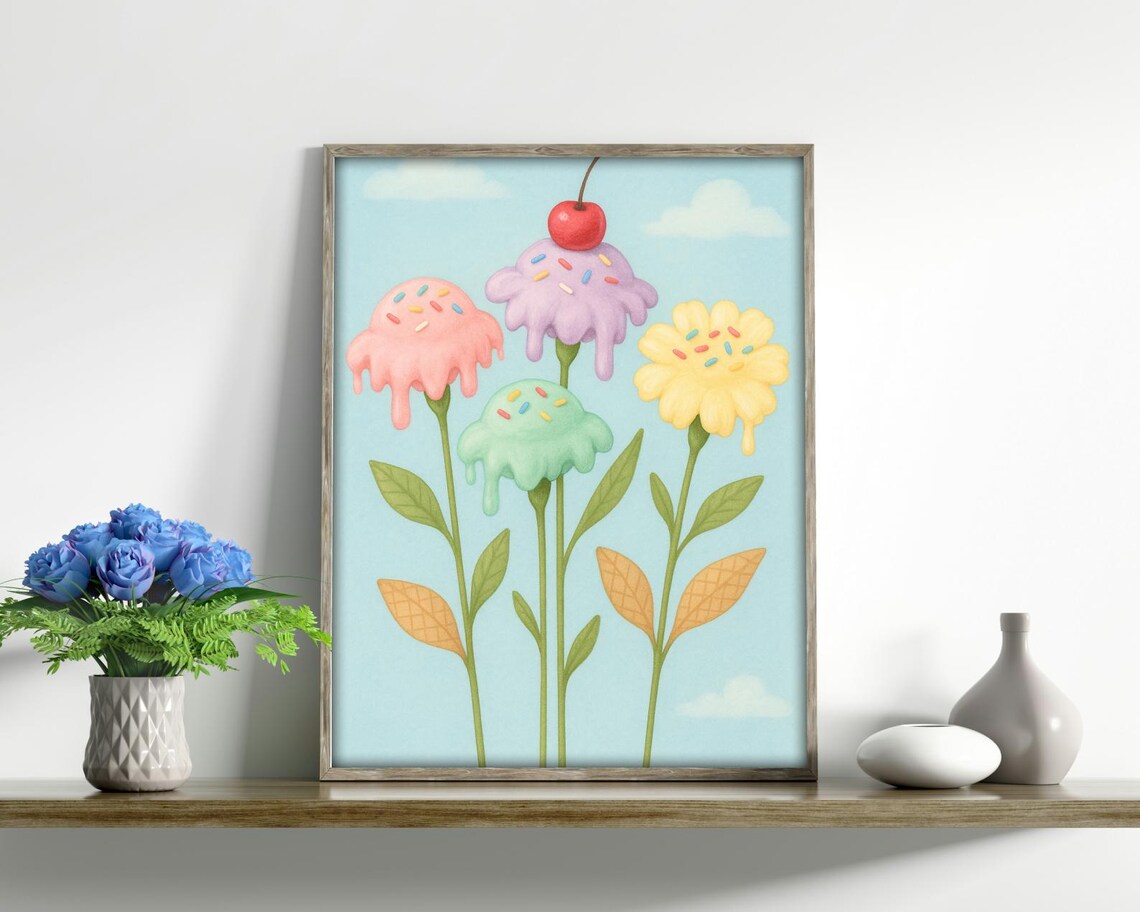 Ice Cream Flower Garden - Whimsical Dessert Art - Image 2