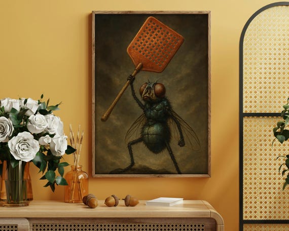 Fearless Fly Warrior, Epic and Funny Art Print