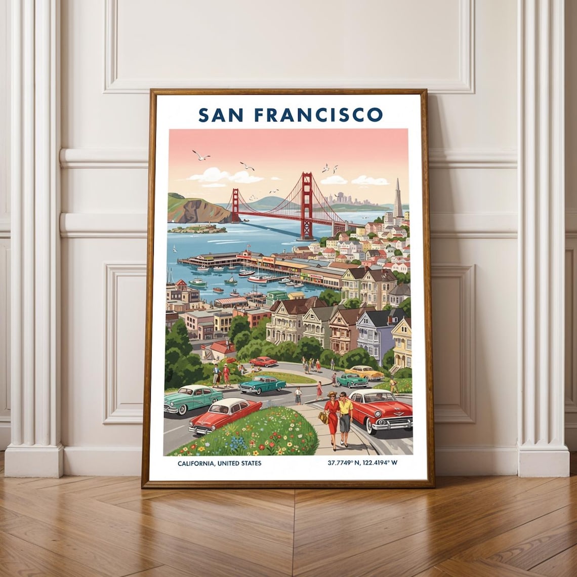 San Francisco Golden Gate Bridge Retro California Vintage Travel Poster