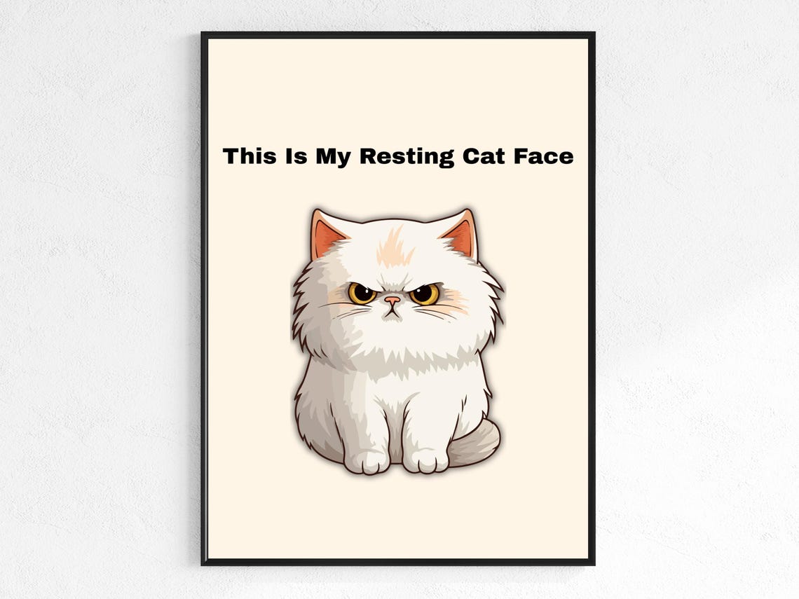 Grumpy Cat Art Print Funny Persian Poster For Animal Lovers