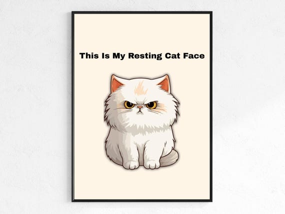 Grumpy Cat Art Print Funny Persian Poster For Animal Lovers