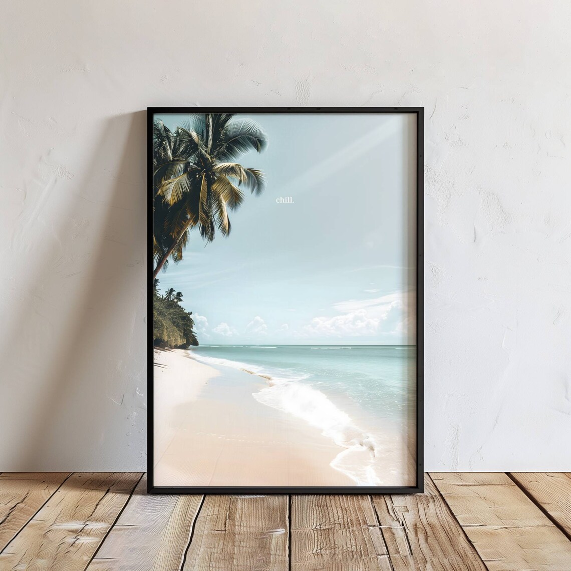 Tropical Beach Palm Trees Chill Quote Minimalist Photo Poster - Image 4