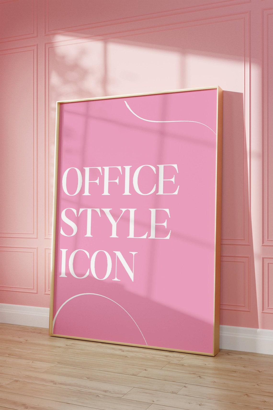 Office Style Icon Pink Girly Office Typography Statement Wall Art