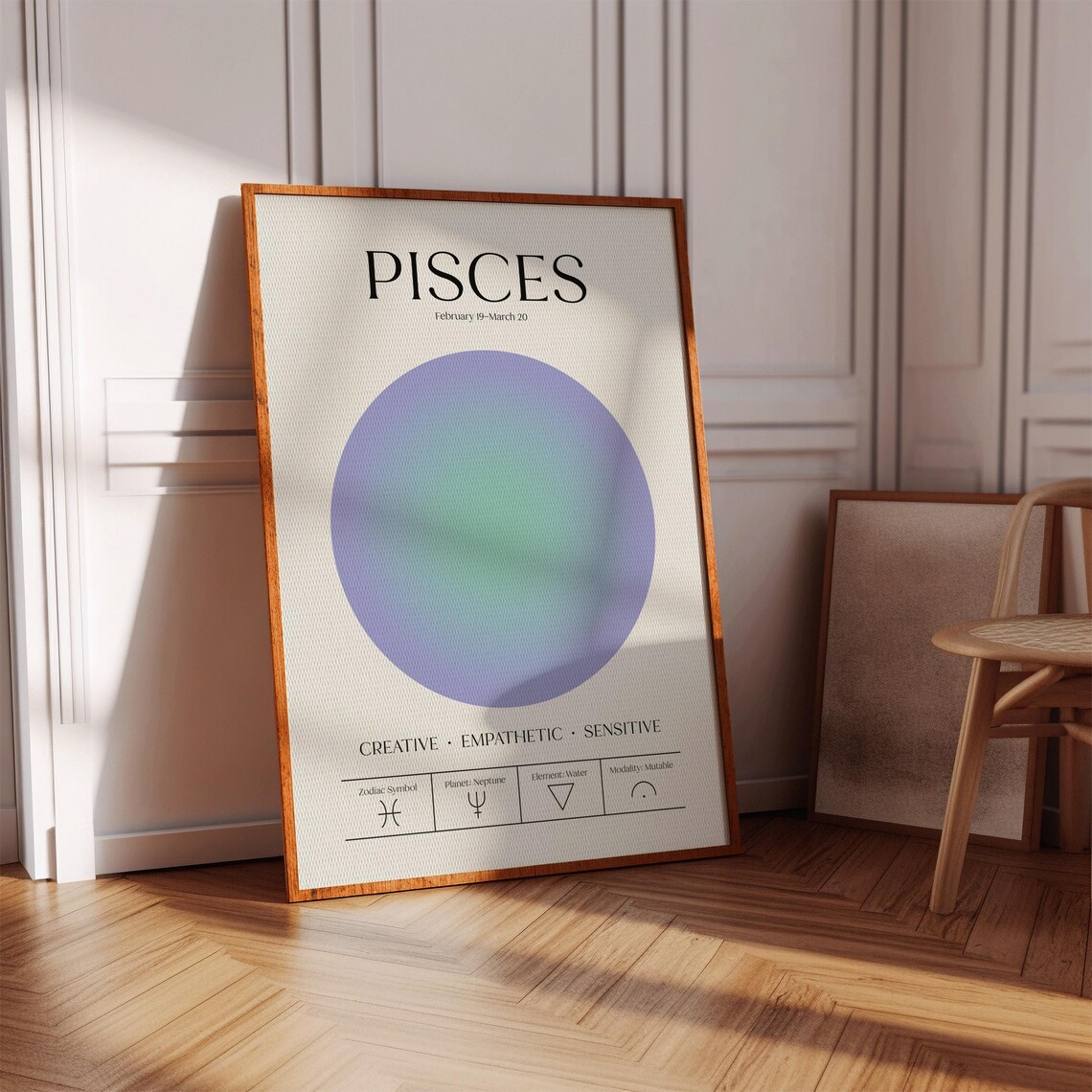 Pisces Astrology Poster, Celestial Wall Art