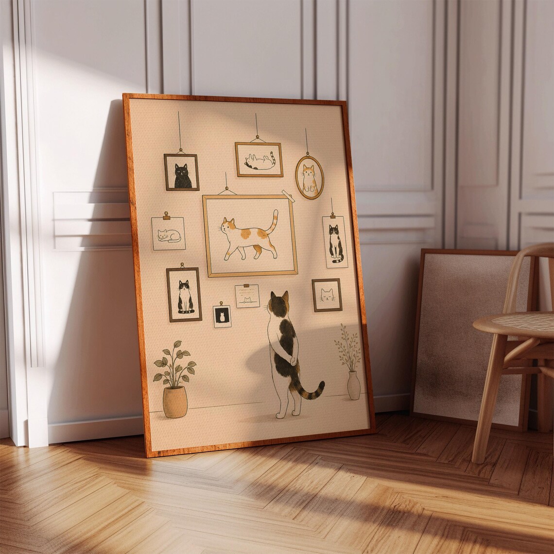 Cat Gallery Wall Art Print, Whimsical Feline Decor