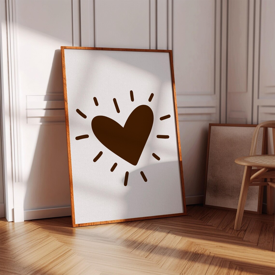 Brown Heart Nursery Wall Art, Minimalist Art Print