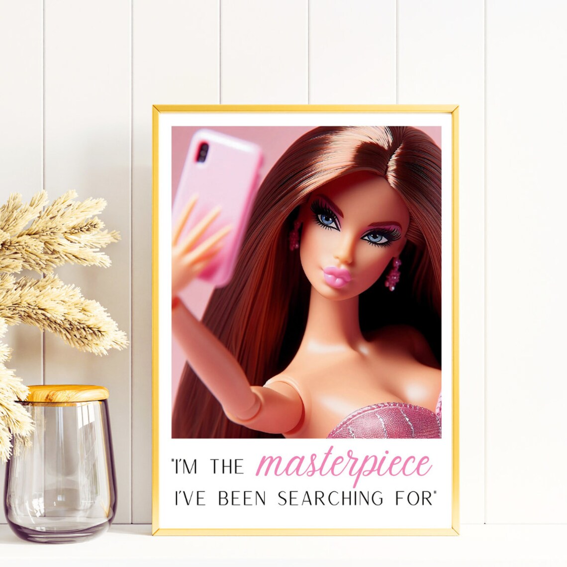 Retro Doll Selfie Poster, Girly Wall Art
