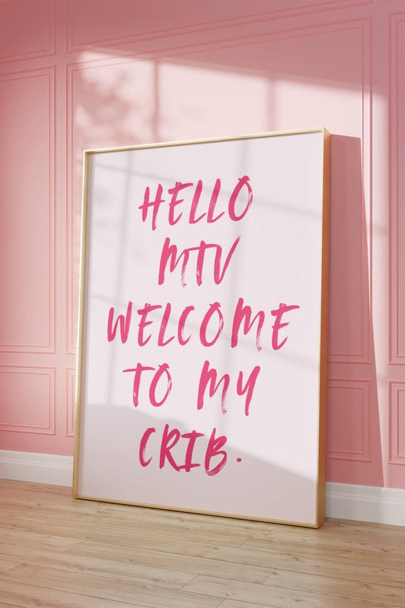 Hello Mtv Pink Quote Poster Trendy Room Decor Digital Download