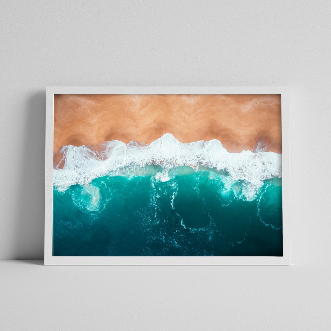 Top Down Aerial Orange Ocean Waves Foam Surf Abstract Poster - Image 2