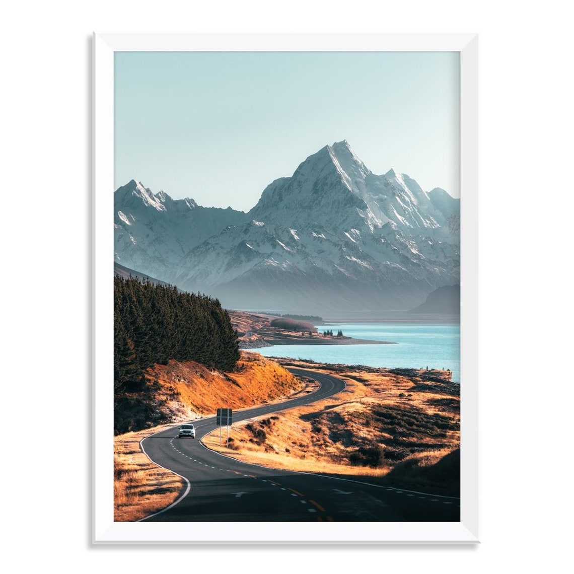 Mt Cook New Zealand Alpine Road Lake Mountain View Photography Poster - Image 2