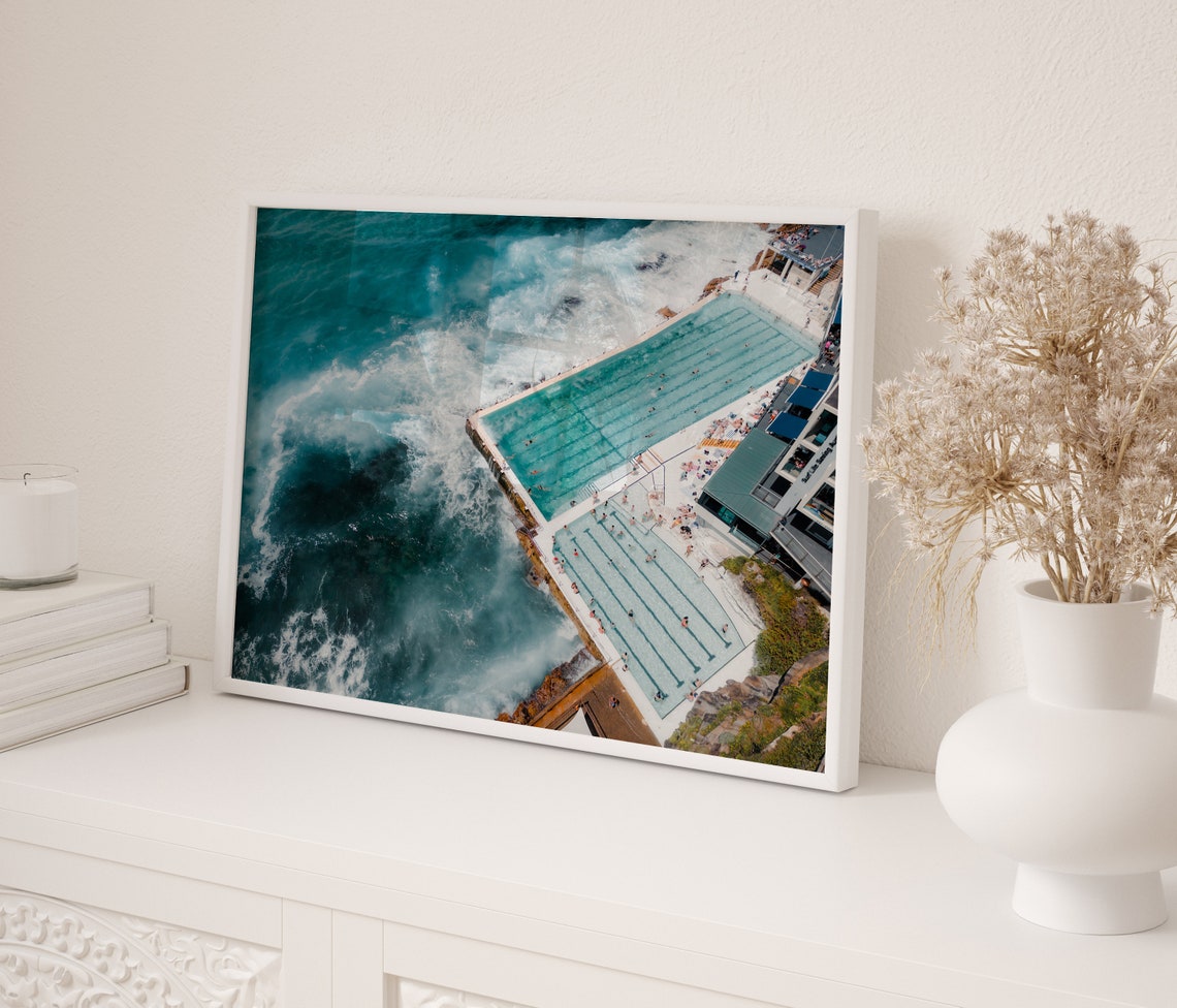 Bondi Beach Icebergs Rock Pool Aerial Surf Waves Photography Poster - Image 3