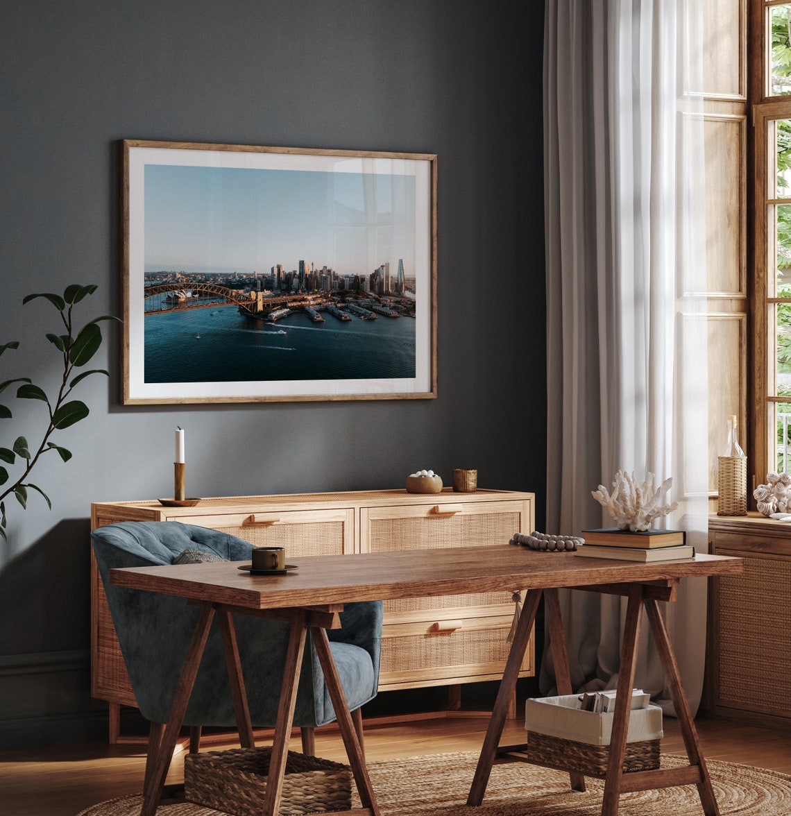 Sydney Harbour City Skyline Sunset Panorama Aerial Photography Poster - Image 3