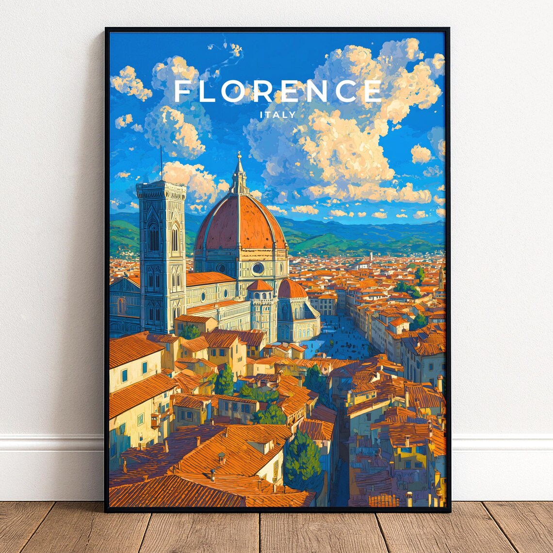 Florence Duomo Travel Poster Italian Wall Art Print