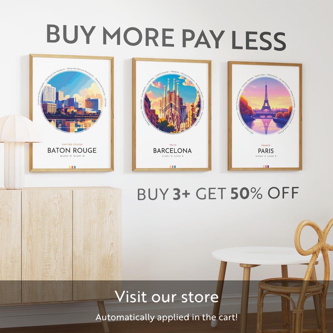 Baton Rouge City Poster United States Travel Print Wall Art Travel Gift Landscape City Art Wall Decor Birthday Gift - Image 3