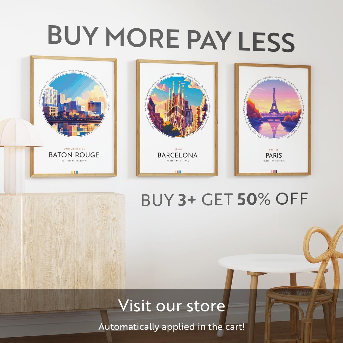 Baton Rouge Louisiana Downtown Skyline Reflection Travel Poster - Image 3