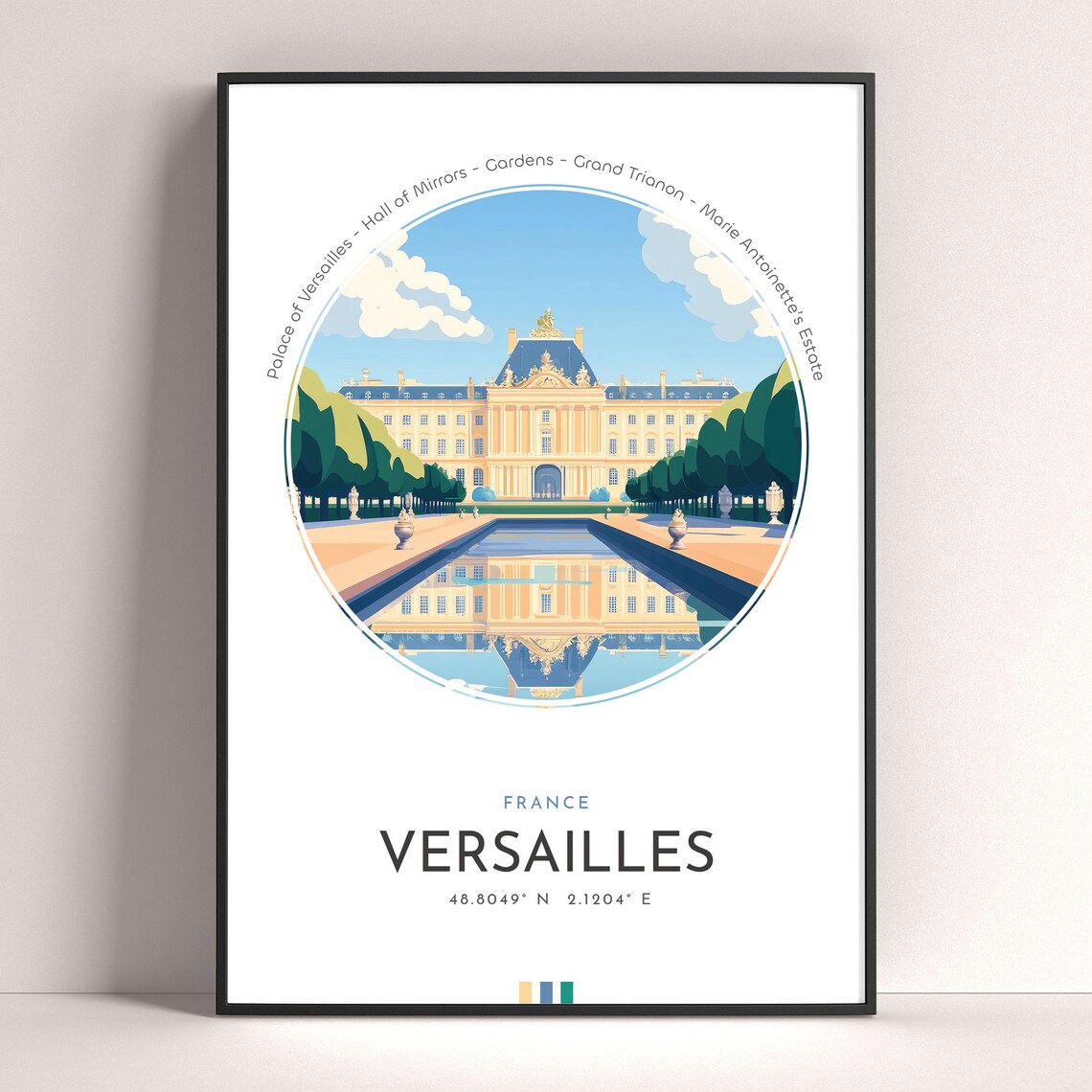 Versailles City Poster France Travel Print Wall Art Travel Gift Landscape City Art Wall Decor Birthday Gift