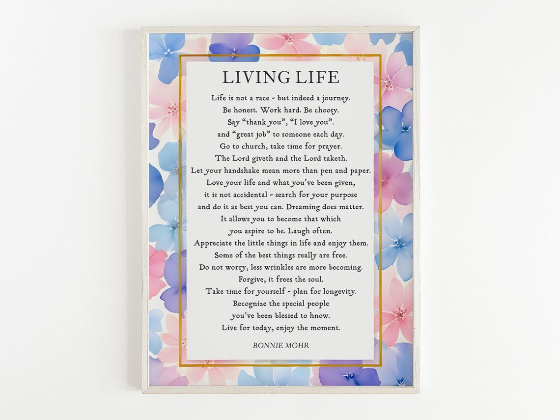 Living Life, Bonnie Mohr Nature Poetry Decor
