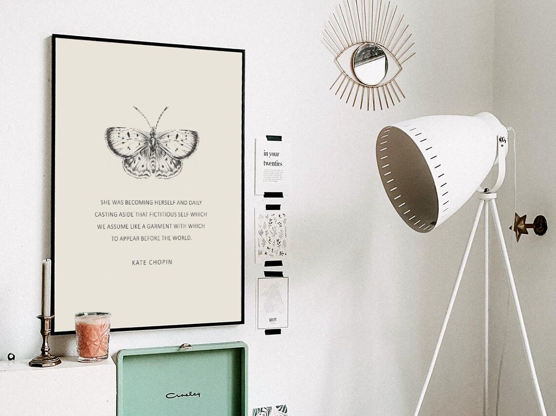 Kate Chopin She Was Becoming Herself Butterfly Quote Wall Art - Image 3