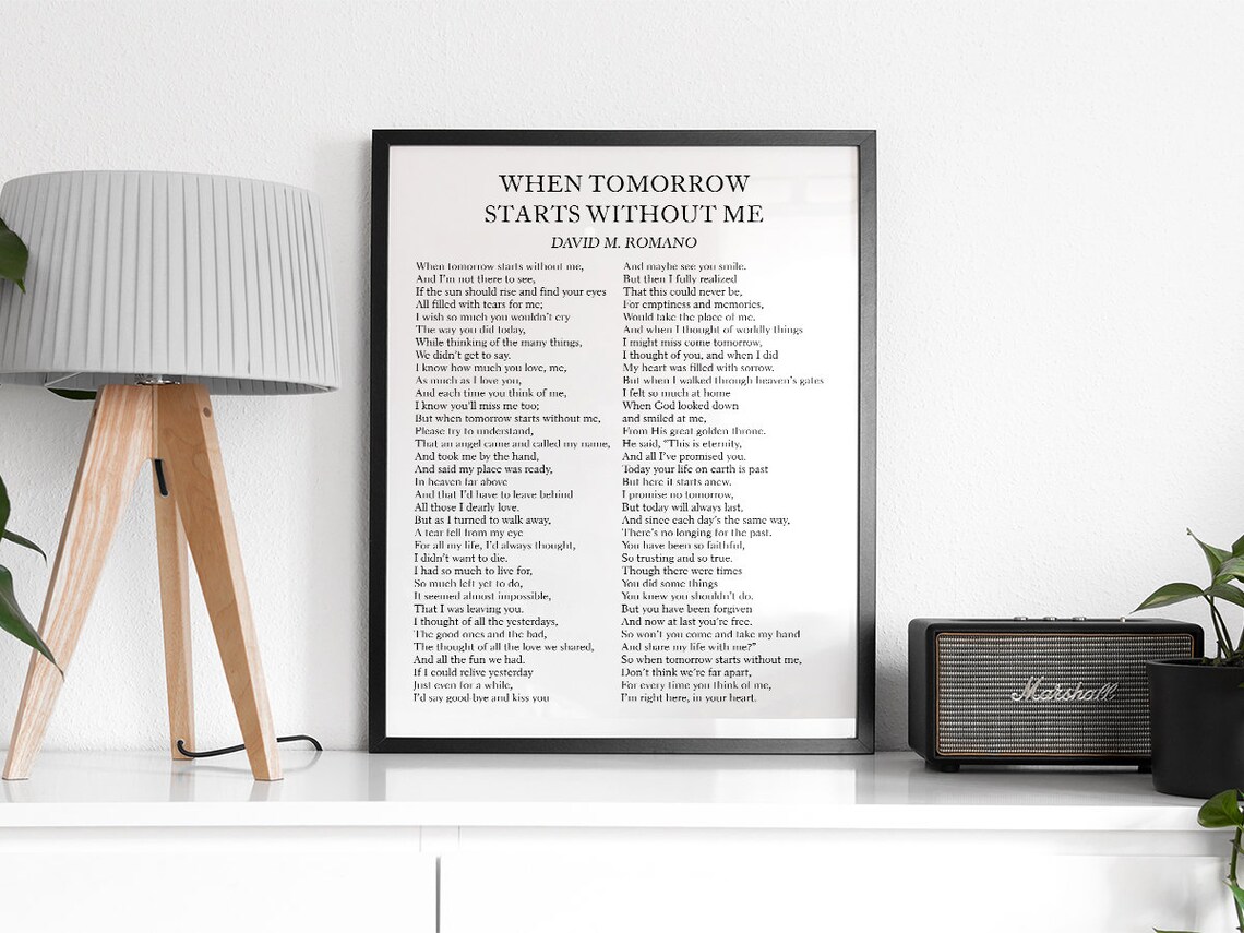 When Tomorrow Starts Without Me, Grief Poetry Art Print - Image 2