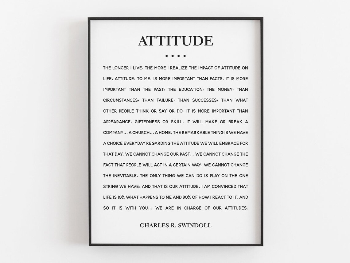 Attitude Quote By Charles Swindoll Positive Mindset Print Wisdom Wall Art Typography Decor Gift For Friend