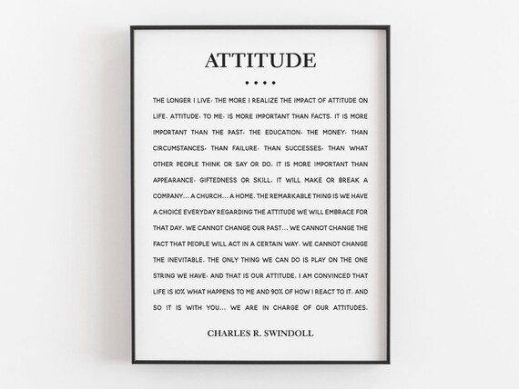 Attitude Quote By Charles Swindoll Positive Mindset Print Wisdom Wall Art Typography Decor Gift For Friend
