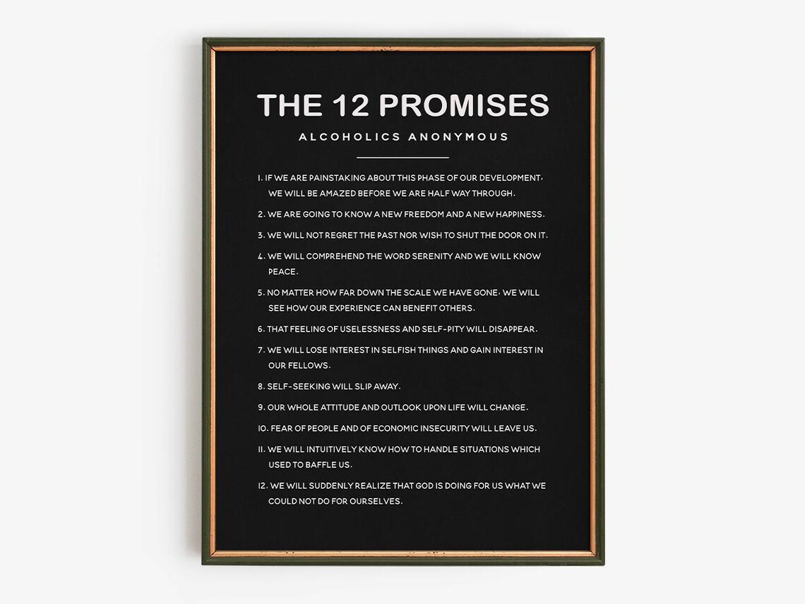 12 Promises Of Alcoholics Anonymous, Serenity Home Office Decor