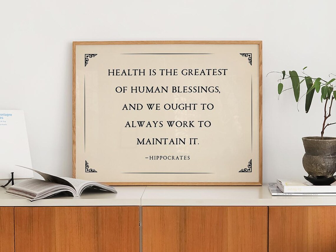 Hippocrates Health Is the Greatest Blessing Wellness Quote Print - Image 2
