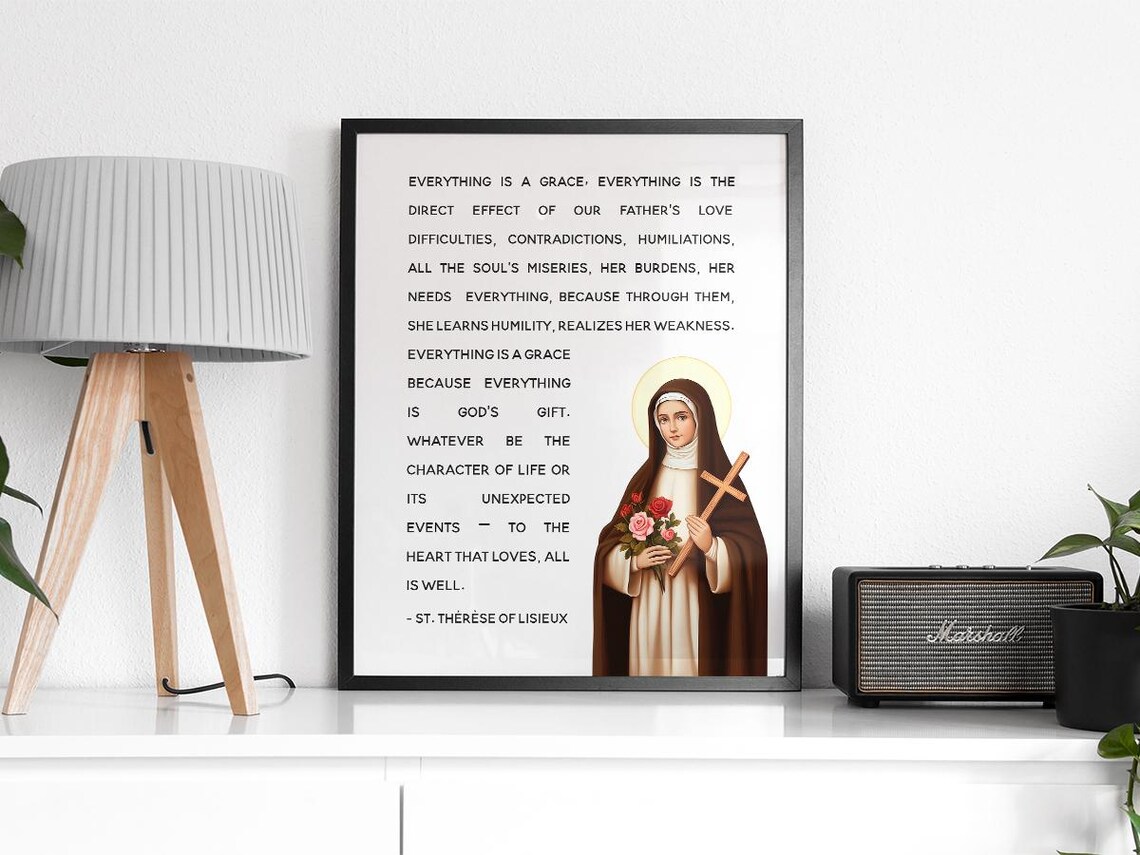St. Therese of Lisieux Everything Is Grace Catholic Devotional Print - Image 2