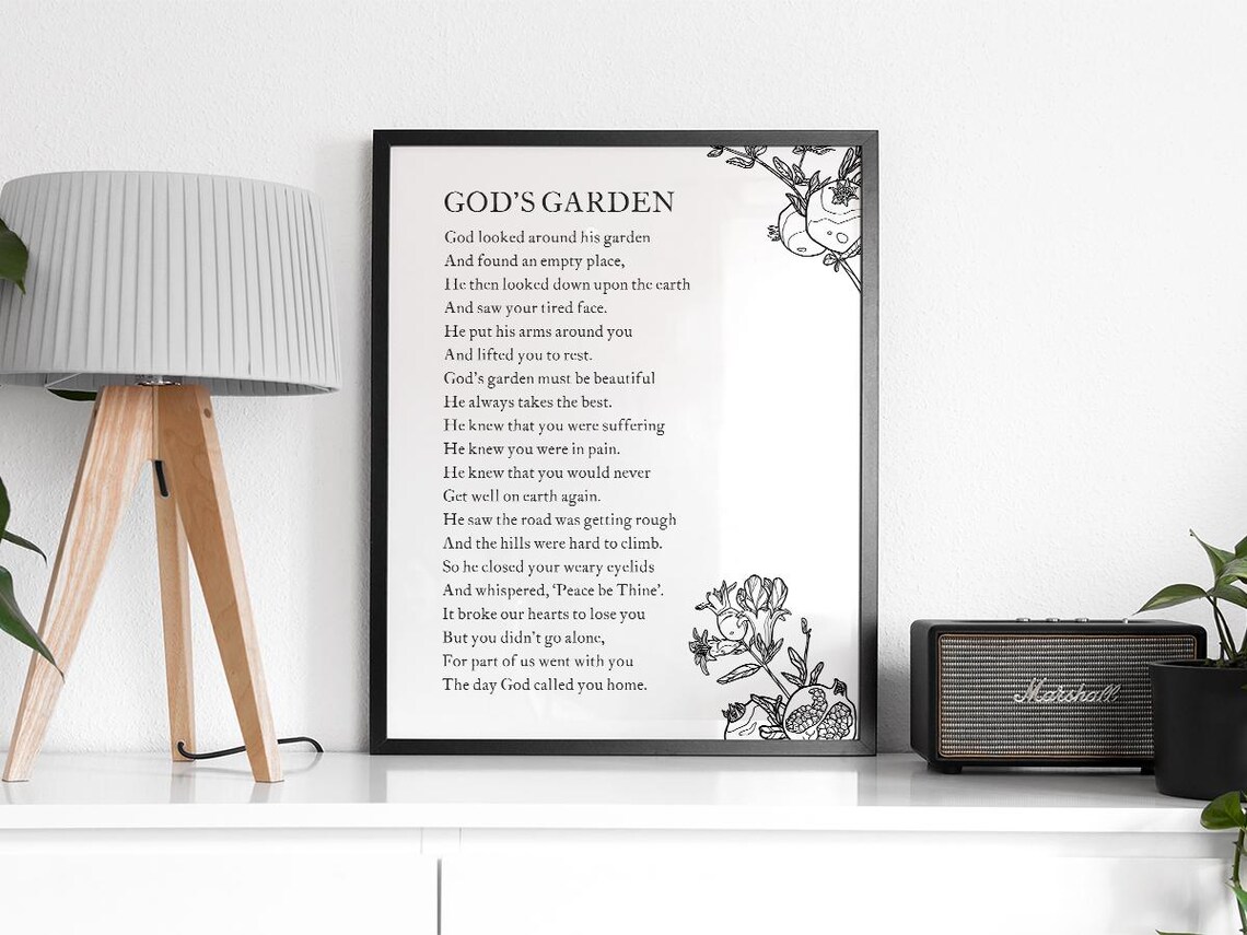 Gods Garden Funeral Memorial Poem Religious Comfort Wall Art - Image 2