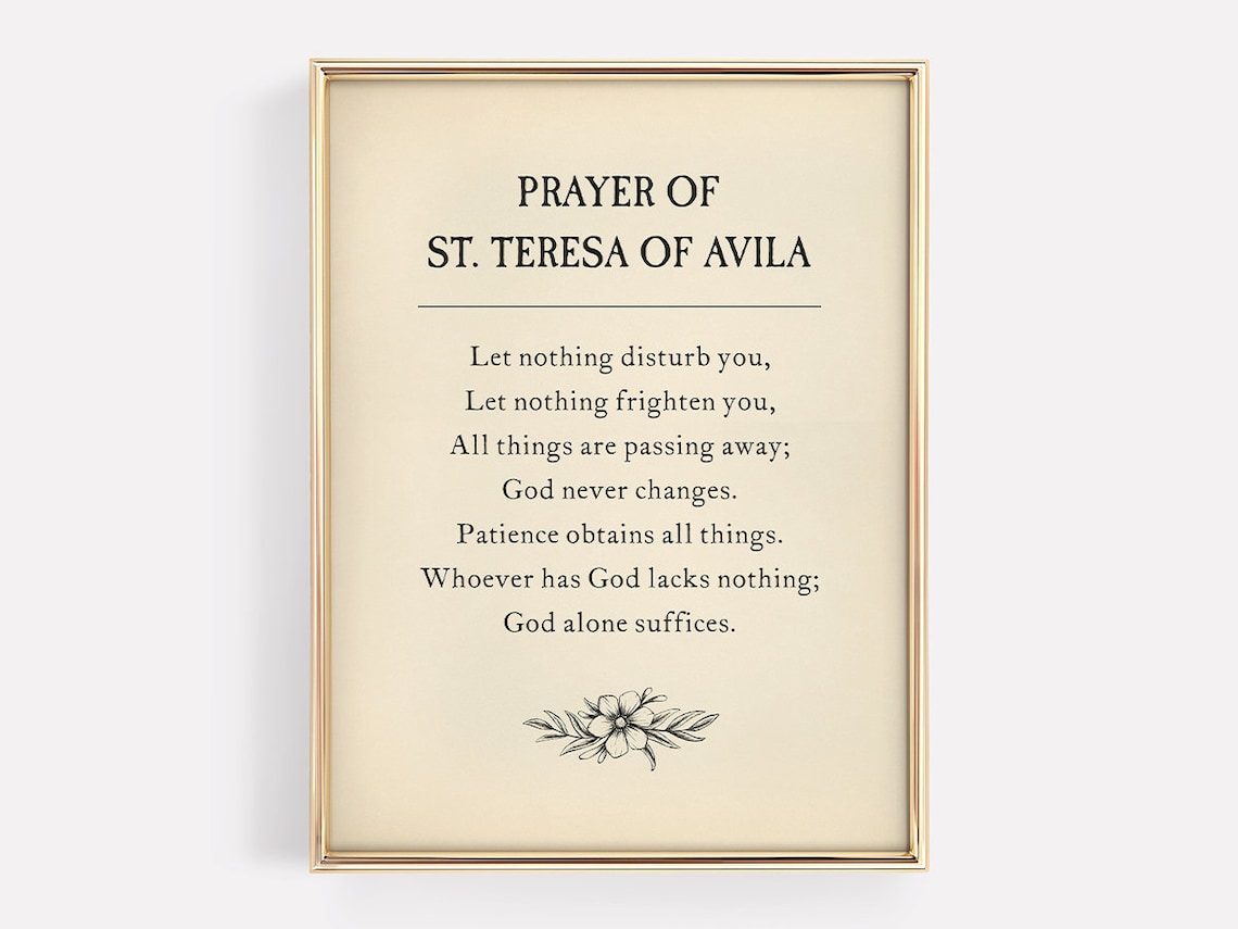 Prayer of St. Teresa of Avila Vintage Catholic Faith Quote Print
