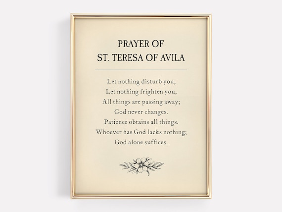 Prayer of St. Teresa of Avila Vintage Catholic Faith Quote Print