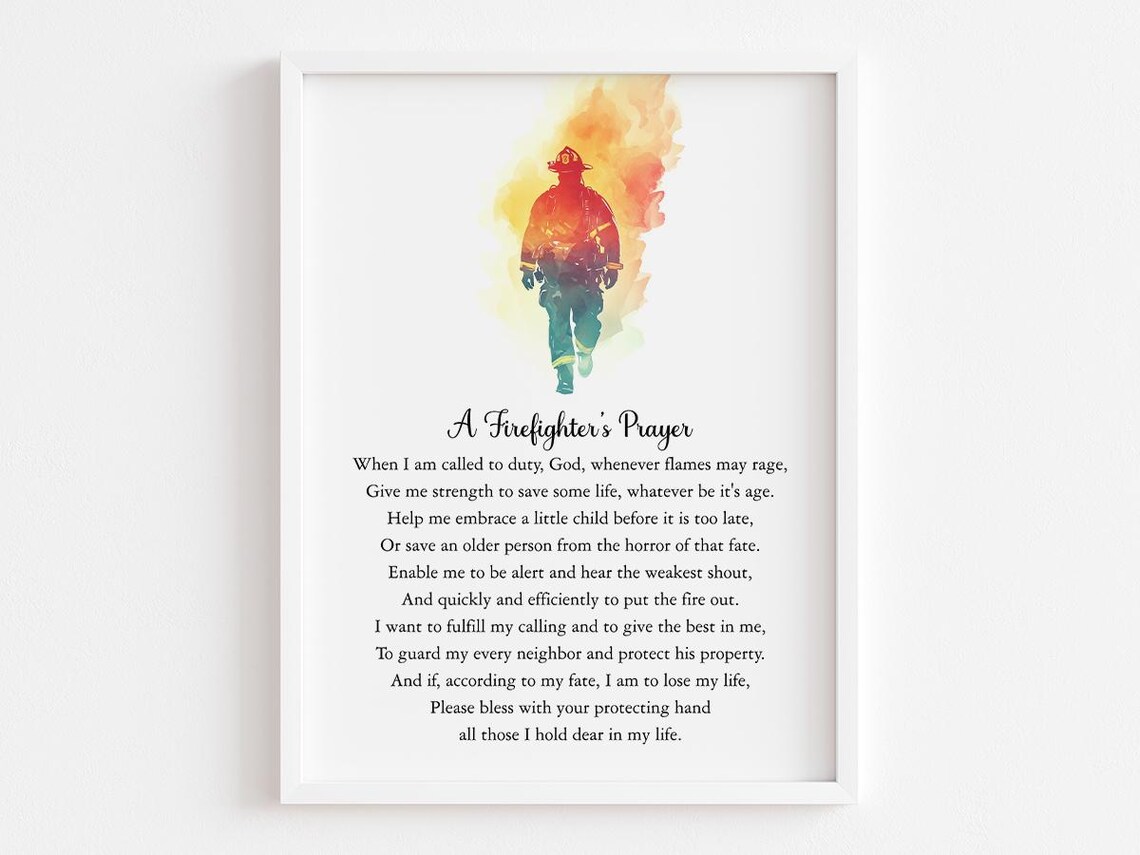 Firefighters Prayer, Fire Department Decor