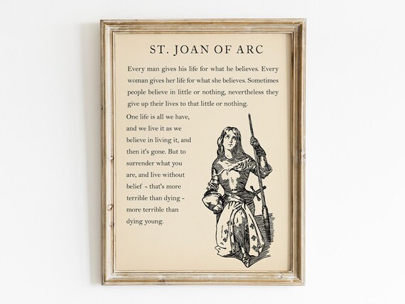 St Joan of Arc One Life Warrior Quote Spiritual Vintage Print