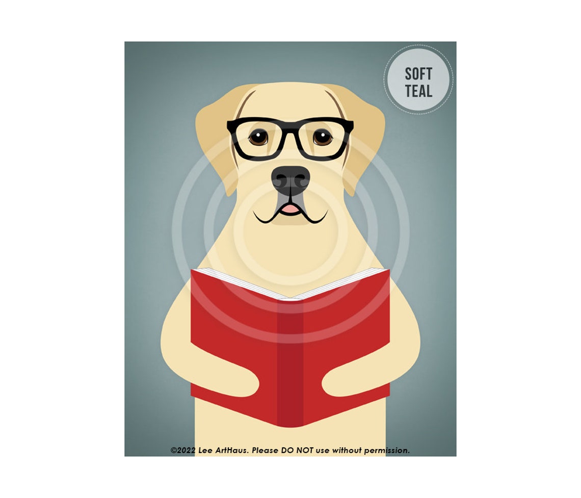Yellow Labrador Retriever Glasses Reading Red Book Cute Dog Poster - Image 4