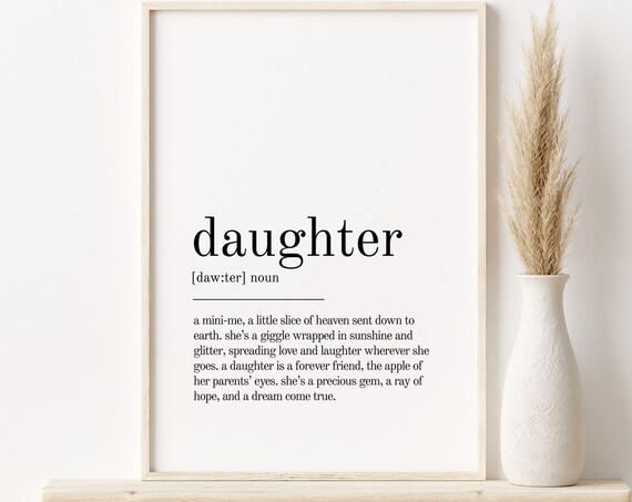 Daughter Definition Quote, Minimalist Art Print
