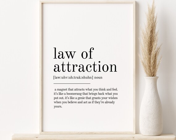 Law of Attraction Dictionary Definition Minimalist Typography Gift Poster
