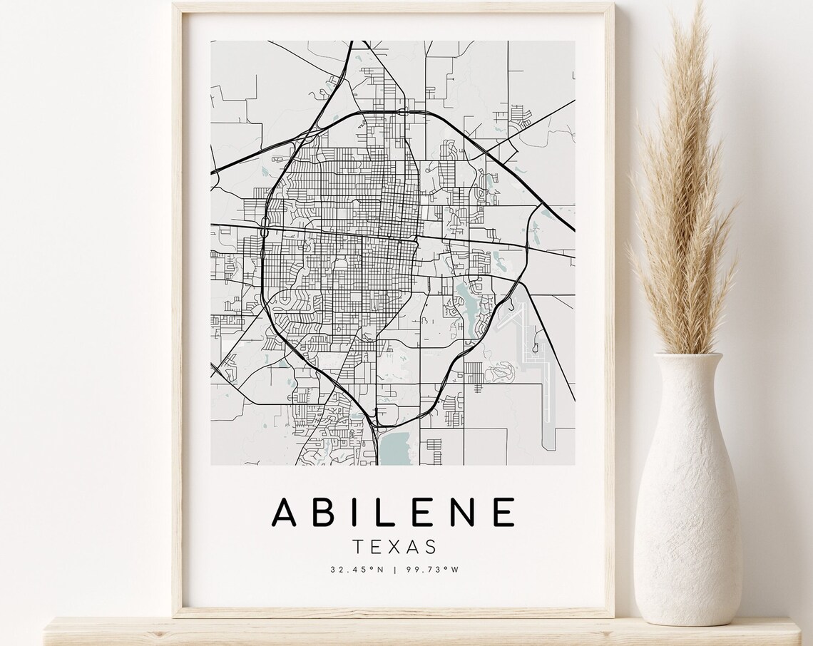 Abilene City Map Texas Minimalist Art Print