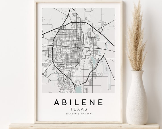 Abilene City Map Texas Minimalist Art Print