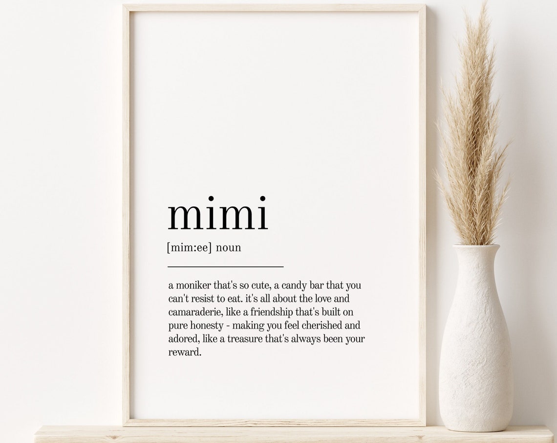 Mimi Grandma Nickname Definition Typography Gift Decor Poster