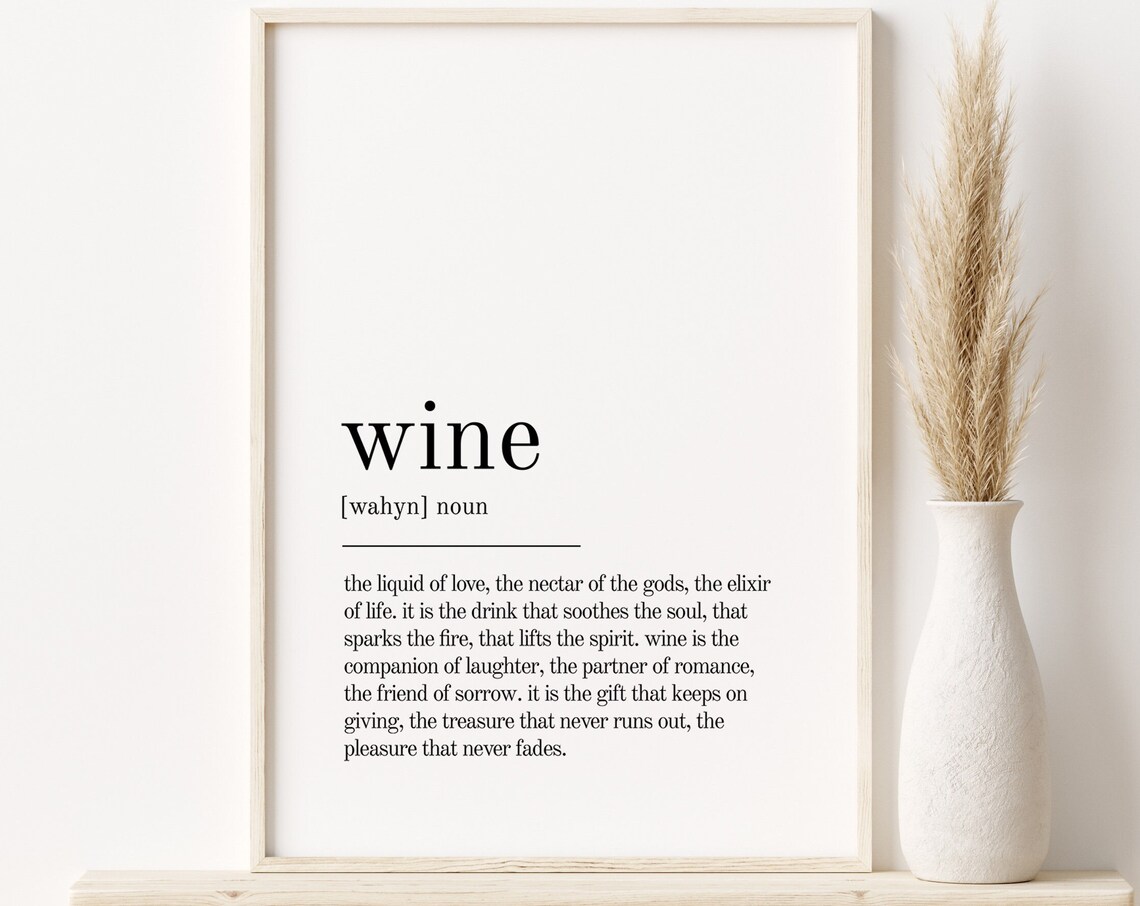 Wine Definition Minimalist Poster, Modern Wall Art