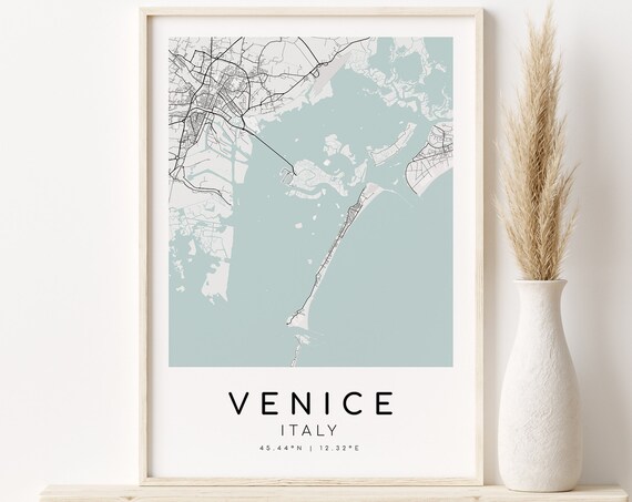Venice Map Print, Italy Minimalist Travel Poster