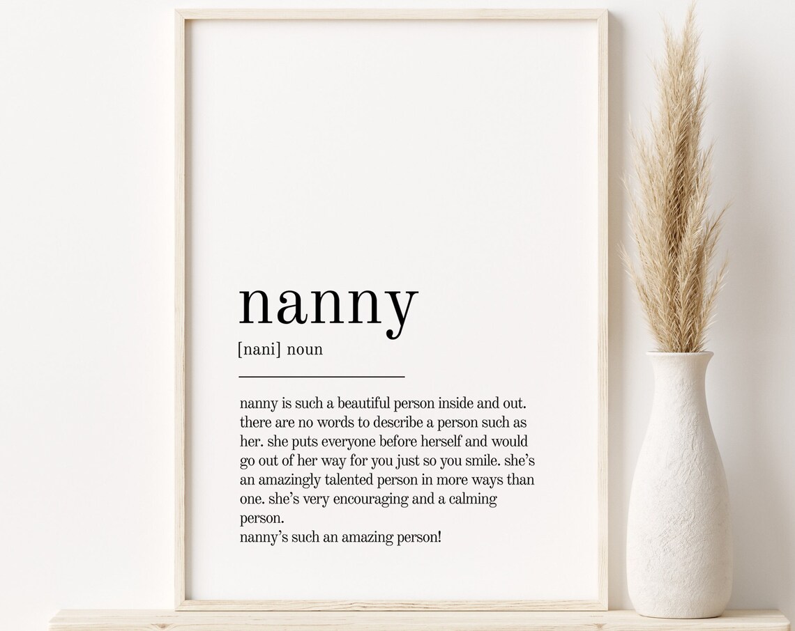 Nanny Definition Minimalist Funny Quote Art Print