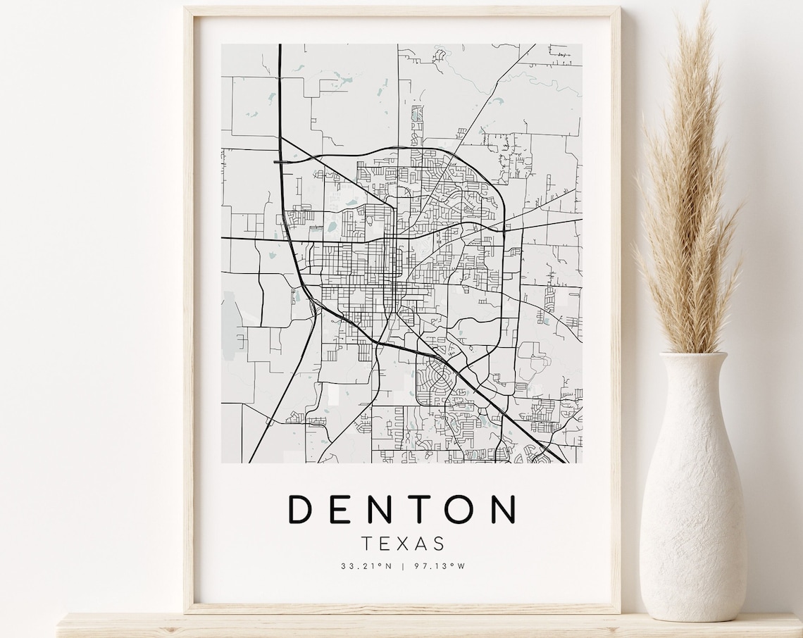 Denton Texas City Map Minimalist Art Print