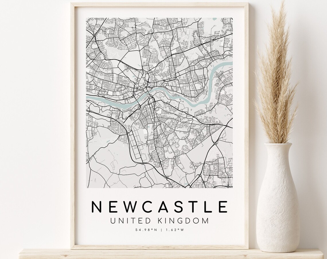 Newcastle United Kingdom Line Art City Map Minimalist Map Poster