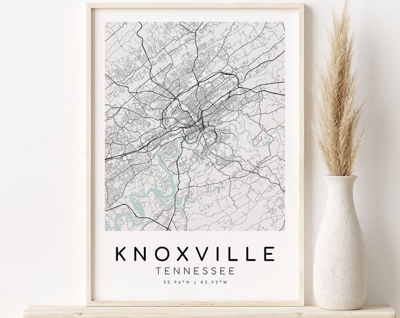 Knoxville Tennessee USA Map, Minimalist Travel Poster