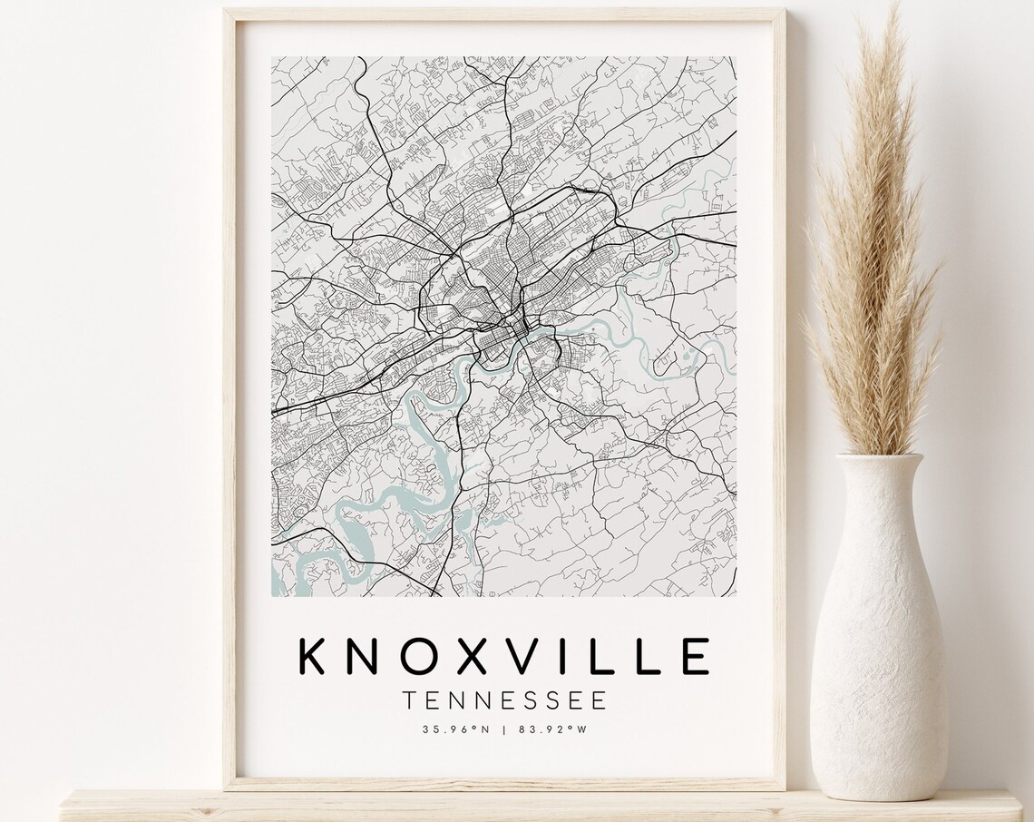 Knoxville Tennessee USA Map, Minimalist Travel Poster