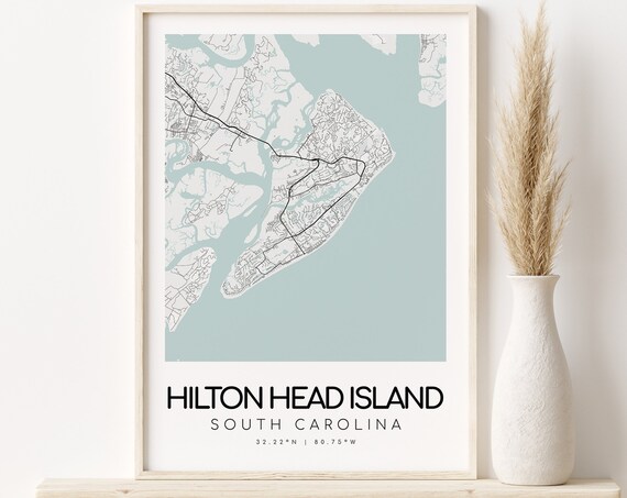 Hilton Island South Carolina USA Map Minimalist Poster